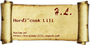 Horácsek Lili névjegykártya